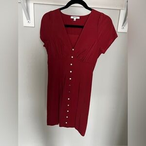 Madewell Crimson Button-Front V-Neck Mini Dress